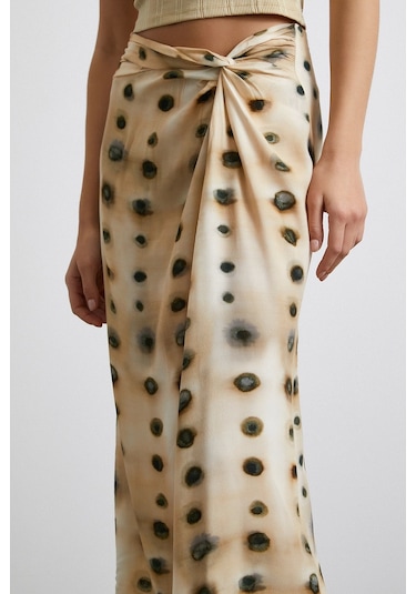 Düğüm Detaylı Etek Ekru Ekru