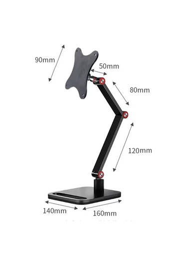 Sones Taşınabilir Vesa Monitör Standı Yüksekliği Ayarlanabilir Döner Masa Montajı 17 İnç Ekranlar İçin Siyah