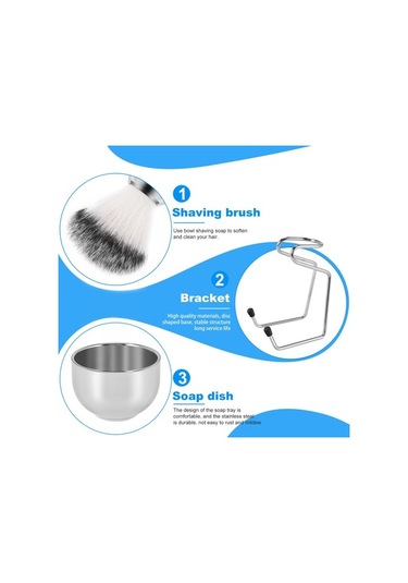 Joyhub Paslanmaz Çelik Tıraş Seti - Sabunluk, Fırça Ve Stand İle Bıyık & Sakal Bakımı Gümüş Tıraş Makinesi Yedek Başlığı Imaxzg
