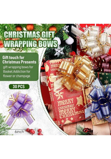 Springsun 30 Adet Büyük Boy Hediye Paketi Bowları - 10 Renkli Organza Çiftleri, Hediyeler Ve Kutular İçin Zengin Dekorasyon, Kolay Kullanıma Uygun Ve Dayanıklı