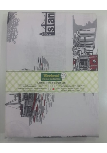 WEEKEND LASTİKLİ AKFİL İSTANBUL DESEN ÇARŞAF ÇİFT KİŞİLİK 180X200