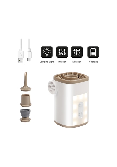 Mufunye Kamp Ve Outdoor İçin 650l/dak Hızlı Hava Pompa, 3600mah Batarya, Led Işık Ve Sos Modu