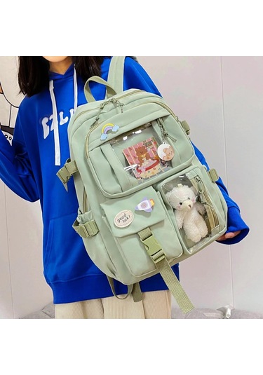 Vktech5'li Set Kawaii Kız Sırt Çantası - Okul, Seyahat Ve Kitap Taşıma Çantasıgreen Green