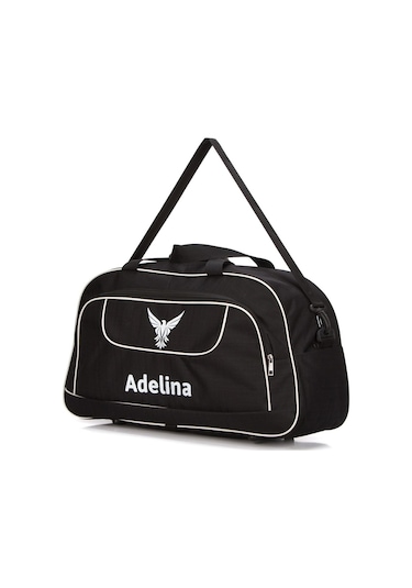 Unisex Siyah Seyahat Tatil Spor Kabin Boy Kumaş Valiz El Ve Omuz Çantası Siyah