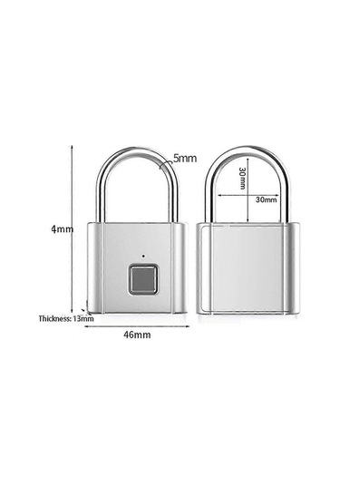 Createtech Çinko Alaşımlı Akıllı Parmak İzi Kilidi, Usb Şarjlı Metal Fp Kilidi Siyah