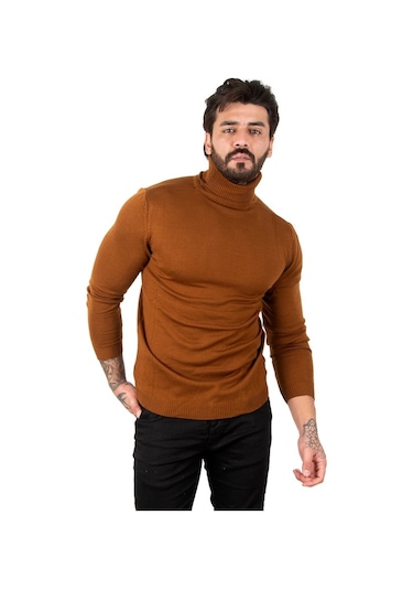 Deepsea Kahve Balıkçı Yaka Kahve Düz Kazak 2002292 Kahve Kahverengi