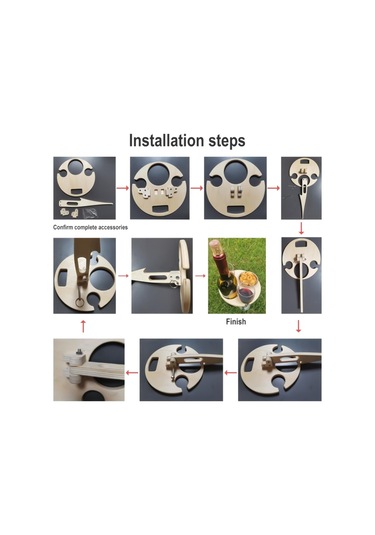 Ahşap Çim Katlanır Şarap Masası Açık Piknik Takılmış Şarap Rafı Çapı 24cm, Boyut:24 Cm Diğer Çok Renkli