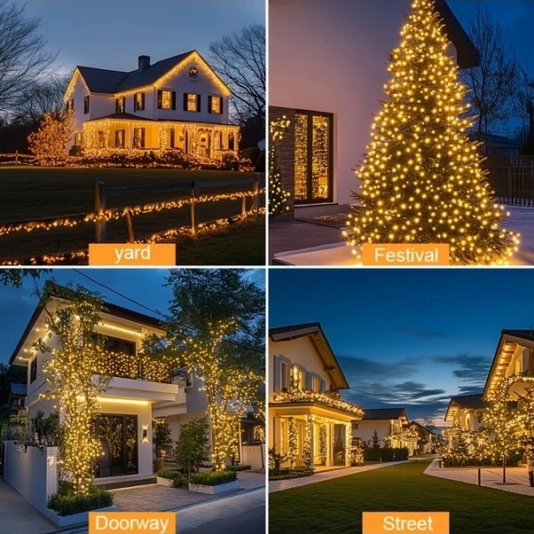 Trendooze Güneş Enerjili Led Bahçe Aydınlatma 8 Mod 100 Led 472 İnç Dekor, Mavi Renk Versiyon