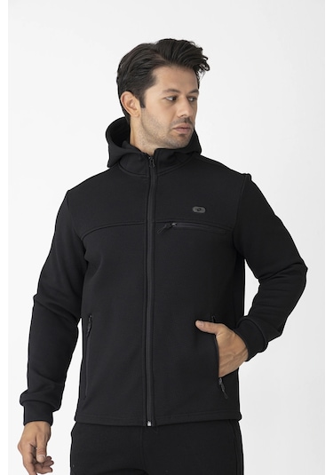 Crozwise 6054 Su İticili Kapşonlu Erkek Sweat Siyah SiYAH