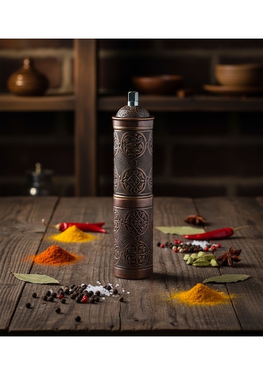 Ludıa Zamak Metal Bakır Renk 3 Lü Set Karabiber,kahve,çörek Otu El Değirmeni Öğütücü Grinder S2 Bakır