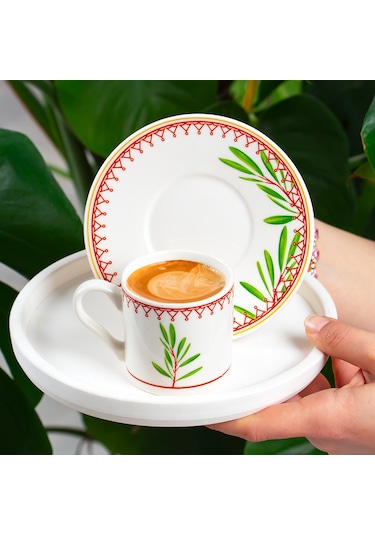 Porsima Te-208 Flores Fincan Takımı-desenli Porselen Fincan Takım