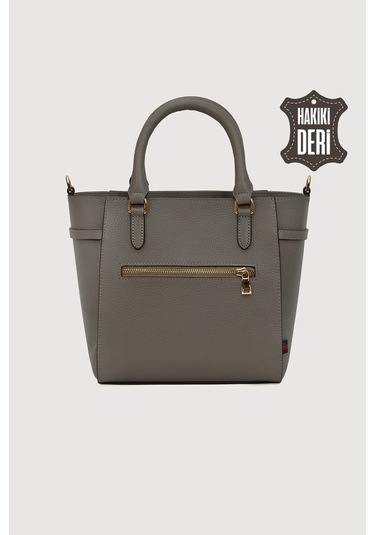 Hakiki Deri Kadın El Çantası Vizon Smr7922 Vizon