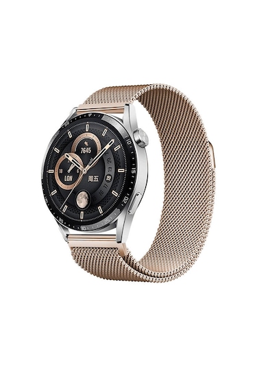 Galaxy Uyumlu Watch 42mm Hgea Band-12 20mm Metal Hasır Kordon-rose Gold