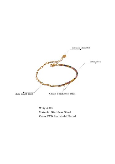 Mavi Eetit Şık Ince Paslanmaz Çelik Zincir Renkli Kübik Zirkonya Bilezik Bileklik 18 K Altın Kaplama Nefis Trendy Takı Kadınlar Yeni Mavi