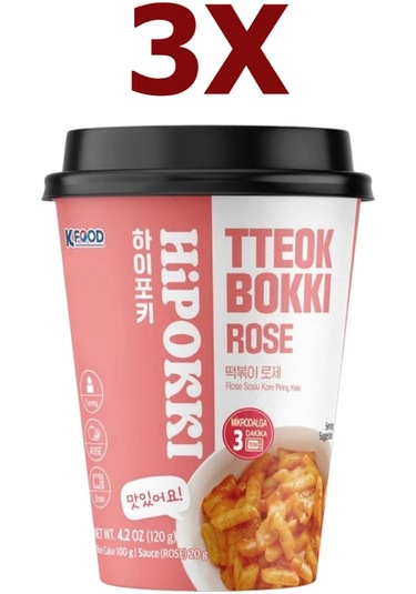 Hipokki Rose Soslu Kore Tteokbokki Pirinç Keki 120gr 3'lü Set