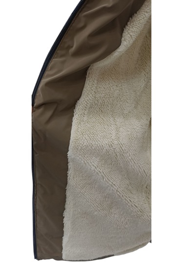 Erkek Çocuk /kız Çocuk Kapüşonu Çıkabilen İçi Peluş Astarlı Fermuar Cepli Kahverengi Renk Mont Kahverengi