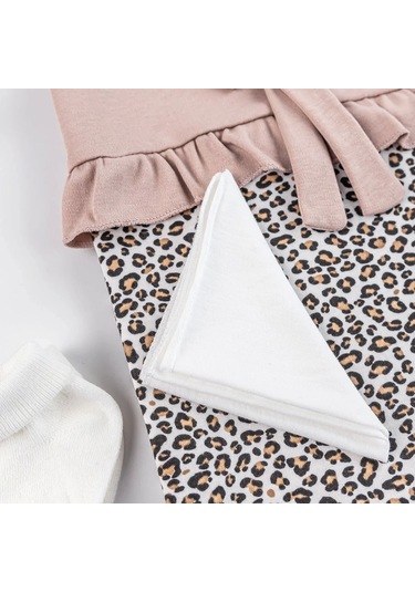 Leopar Desenli 100% Pamuk 8li Hastane Çıkış Seti Çok Renkli