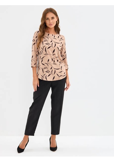 Velurteks 3/4 Kollu Ofis Günlük Bluz 53649421 Bej