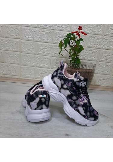 M.p One 3216 Siyah Simli Cırtlı Hafif Rahat Kız Çocuk Spor Ayakkabı 001