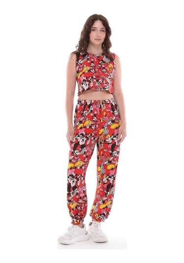 Bugs Bunny Çizgi Film Karakterli Crop Pantolon İkili Takım-439-kırmızı Kırmızı