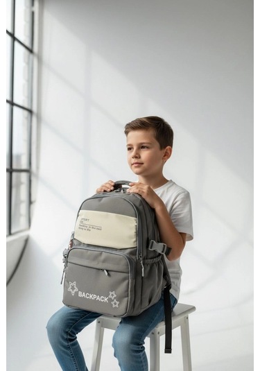 Backpack Çok Bölmeli Okul & Günlük Sırt Çantası Gri
