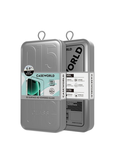 İphone 16 Pro Uyumlu Caseworld 0.25mm Hd 3d Temperli Cam Ekran Koruyucu Uygulama Aparatlı Şeffaf