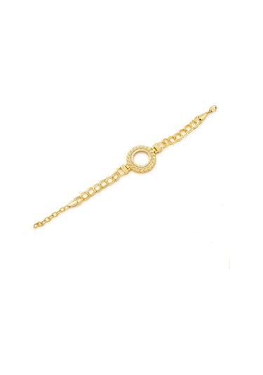 Altın Kaplama İmitasyon Desenli Figaro Model Çeyrek Çerçeve Bileklik Blk-1158 Altın