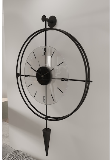 MetaQuartz Aksesuar Siyah Şeffaf Camlı Laclock Konik Serisi Siyah - Modern Dekoratif Siyah