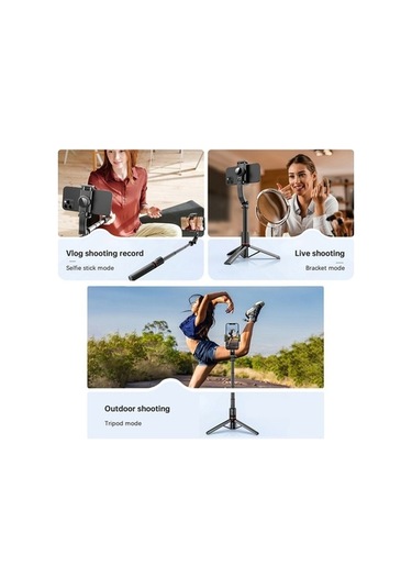 Createtech 27,5 İnç Teleskopik Gimbal Tripod, Titreme Önleyici, Masaüstü Selfie Çubuğu