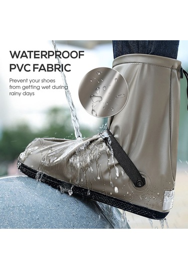 Yuntech01 Siyah Pvc Lastik Su Geçirmez Kaymaz Yağmur Ayakkabı Koruması, Orta Boy, L 37-38 Eu Numara Siyah