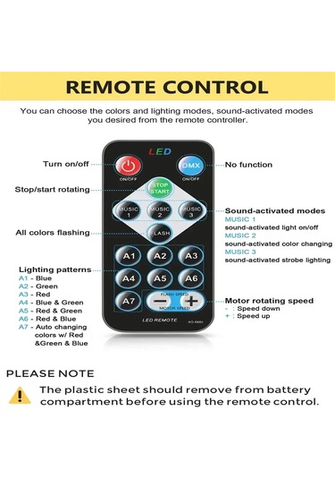 Treasure Led Sahne Disko Işığı Dönen Dj Topu Strobe Uzaktan Ses