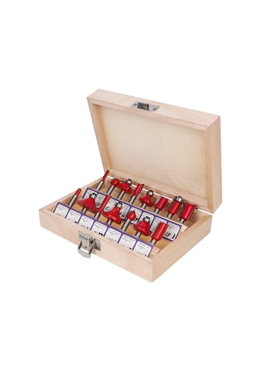 Sones Ahşap İşleme Freze Kesici Seti Kesme Makinesi Kafası Elektrikli Ahşap Frezeleme Gravür Makinesi Kesici, Stil: Kırmızı 1/4 Saplı 15 Adet