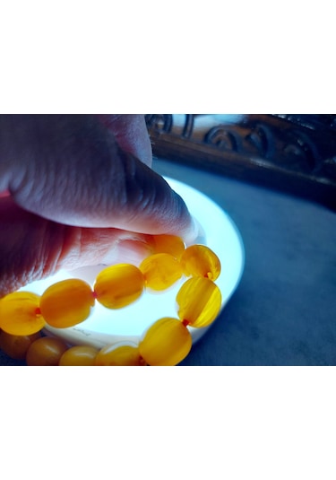 Omari Usta İmzalı Havşalı Sıkma Kehribar Tesbih 11.5x12.5