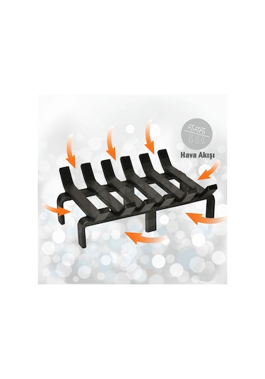 36 Cm X 32 Cm 6 Çubuklu Ekstra Şömine Izgarası Dar Gözlü Izgara