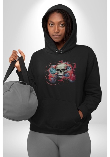 Oyun Kumandası İnsanı Ele Geçirişi Kadın Erkek Siyah Kapüşonlu Sweatshirt Hoodie Siyah