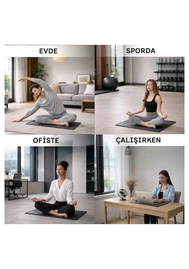 Deepflex Topraklama Matı Seti Kablo + Priz Adaptörü Dahil Kaydırmaz, Suya Dayanıklı 40x60 Cm Siyah