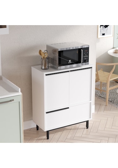 Robin Home Lidya Mutfak Dolabı Mikrodalga 3 Kapaklı Metal Ayak