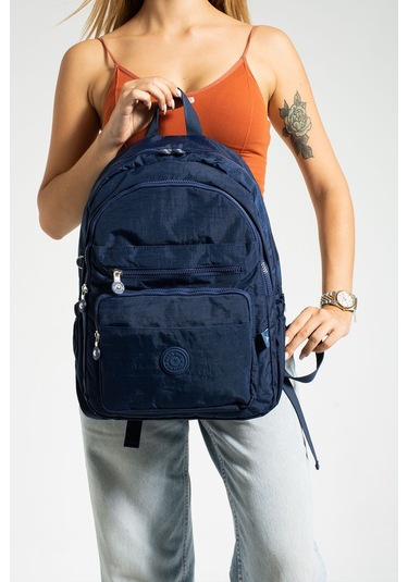 Lüx Krinkıl Kumaş Lise Ve Ortaokul Sırt Çantası, Krinkıl Okul Çantası Lacivert