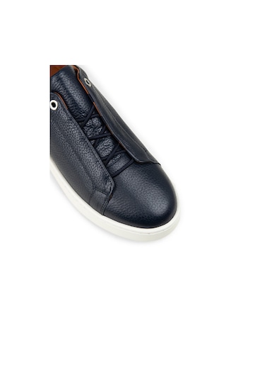 Deery Erkek Gizli Bağcıklı Hakiki Deri Lacivert Sneaker - 04444mlcve01