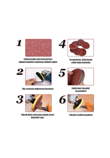 100 Adet Cırt Zımpara Spiral Avuç İçi Taşlama 115 mm Harman Paket