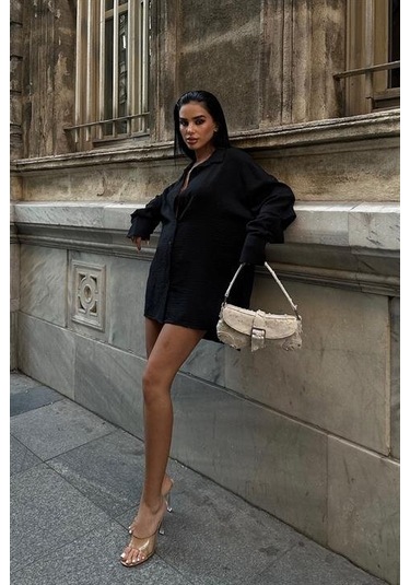 Alina Kol Cut Out Keten Gömlek 3252-08 Si Yah