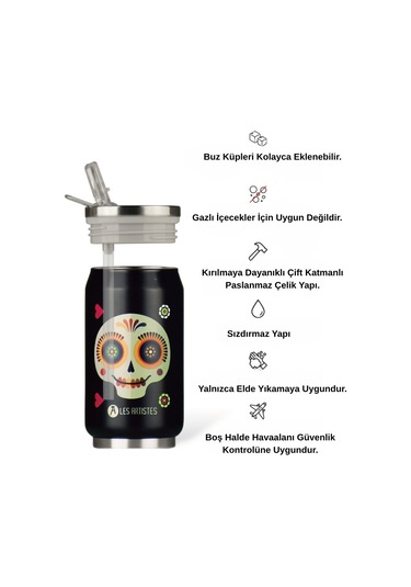 Les Artistes Paris Isı Yalıtımlı Kutu Çelik Termos 280ml Sugar Skull Çok Renkli