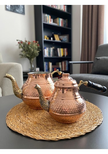 Bakır Petek Desenli Çaydanlık Bakır