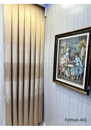 Nivemeshome Fethiye 614178 Altın V-401 1/3 Sık Pileli Fon Perde Apm Altın