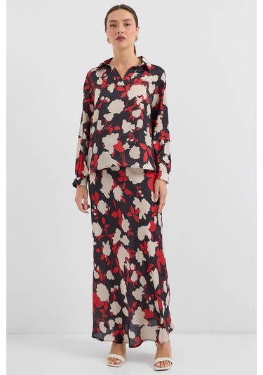 Bigdart 8018 Desenli Saten İkili Takım - Bej 001