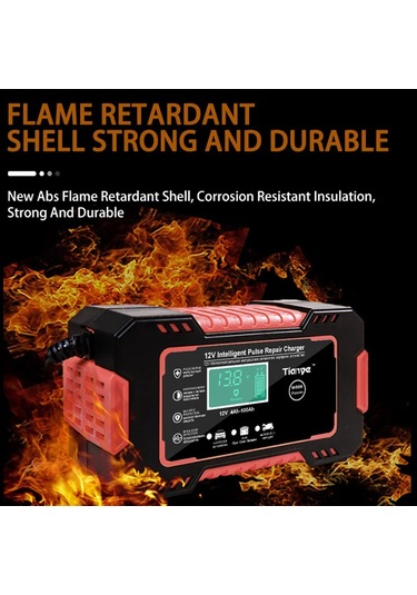 Araç Akü Şarj Cihazı Tam Oto Motosiklet 12 V 6a Darbe Onarım Lcd Ekran Akıllı Yellow Eu Plug