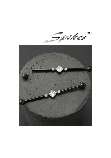 Spikes Titanyum Endüstriyel Kulak Piercing Barı / 1.6 38 Mm 174097359 Siyah