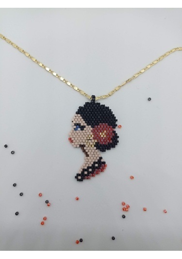Harmeljewelry Kadın Figürlü Kolye Siyah