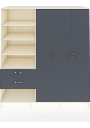 Kronos Dolap 16 Raflı 2 Çekmeceli 3 Kapaklı 220x59x243 Aytaşı-antrasit/antrasit Antrasıt/antrasıt