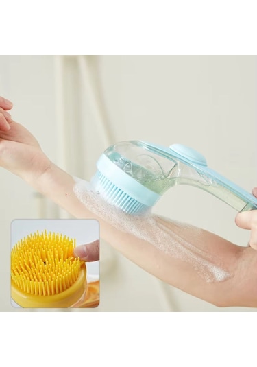 Silikon Hazneli Uzun Saplı Kafa Masajı Saç Yıkama Fırças